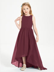 Asymmetrical Junior Bridesmaid Dresses with Scoop Neckline Cabernet