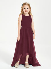 Asymmetrical Junior Bridesmaid Dresses with Scoop Neckline Cabernet