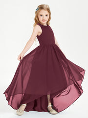 Asymmetrical Junior Bridesmaid Dresses with Scoop Neckline Cabernet