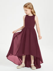 Asymmetrical Junior Bridesmaid Dresses with Scoop Neckline Cabernet