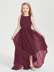 Asymmetrical Junior Bridesmaid Dresses with Scoop Neckline Cabernet