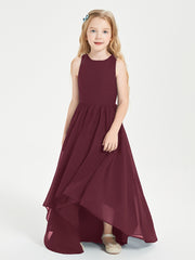 Asymmetrical Junior Bridesmaid Dresses with Scoop Neckline Cabernet