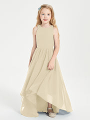 Asymmetrical Junior Bridesmaid Dresses with Scoop Neckline Champagne