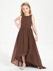 Asymmetrical Junior Bridesmaid Dresses with Scoop Neckline Chocolate