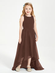 Asymmetrical Junior Bridesmaid Dresses with Scoop Neckline Chocolate