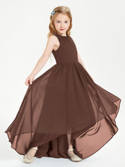 Asymmetrical Junior Bridesmaid Dresses with Scoop Neckline Chocolate