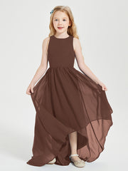 Asymmetrical Junior Bridesmaid Dresses with Scoop Neckline Chocolate