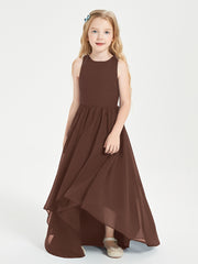 Asymmetrical Junior Bridesmaid Dresses with Scoop Neckline Chocolate
