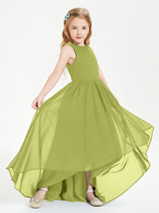 Asymmetrical Junior Bridesmaid Dresses with Scoop Neckline Clover