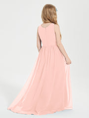 Asymmetrical Junior Bridesmaid Dresses with Scoop Neckline Coral