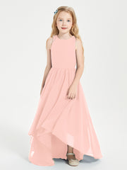 Asymmetrical Junior Bridesmaid Dresses with Scoop Neckline Coral