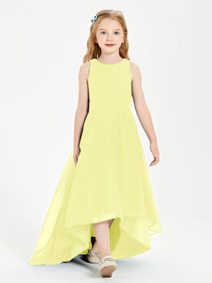 Asymmetrical Junior Bridesmaid Dresses with Scoop Neckline Daffodil