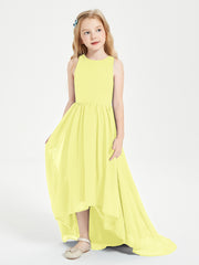Asymmetrical Junior Bridesmaid Dresses with Scoop Neckline Daffodil