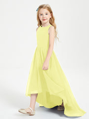 Asymmetrical Junior Bridesmaid Dresses with Scoop Neckline Daffodil