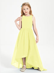 Asymmetrical Junior Bridesmaid Dresses with Scoop Neckline Daffodil