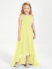 Asymmetrical Junior Bridesmaid Dresses with Scoop Neckline Daffodil