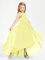 Asymmetrical Junior Bridesmaid Dresses with Scoop Neckline Daffodil