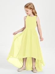 Asymmetrical Junior Bridesmaid Dresses with Scoop Neckline Daffodil