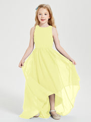 Asymmetrical Junior Bridesmaid Dresses with Scoop Neckline Daffodil