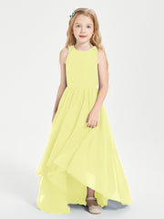 Asymmetrical Junior Bridesmaid Dresses with Scoop Neckline Daffodil