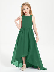 Asymmetrical Junior Bridesmaid Dresses with Scoop Neckline Dark Green