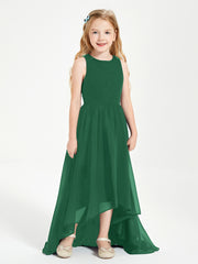 Asymmetrical Junior Bridesmaid Dresses with Scoop Neckline Dark Green