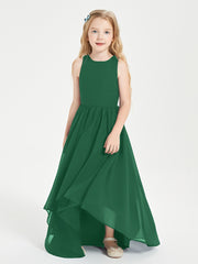 Asymmetrical Junior Bridesmaid Dresses with Scoop Neckline Dark Green