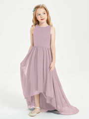 Asymmetrical Junior Bridesmaid Dresses with Scoop Neckline Dusk