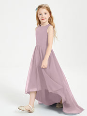 Asymmetrical Junior Bridesmaid Dresses with Scoop Neckline Dusk