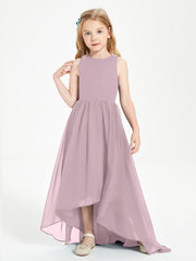 Asymmetrical Junior Bridesmaid Dresses with Scoop Neckline Dusk