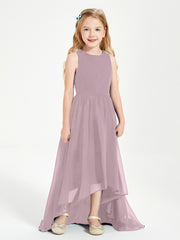 Asymmetrical Junior Bridesmaid Dresses with Scoop Neckline Dusk