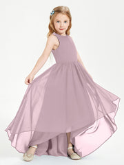 Asymmetrical Junior Bridesmaid Dresses with Scoop Neckline Dusk