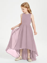 Asymmetrical Junior Bridesmaid Dresses with Scoop Neckline Dusk