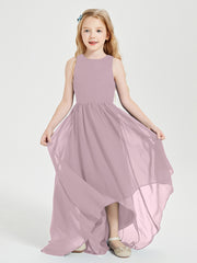 Asymmetrical Junior Bridesmaid Dresses with Scoop Neckline Dusk