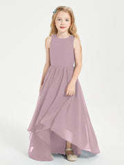Asymmetrical Junior Bridesmaid Dresses with Scoop Neckline Dusk