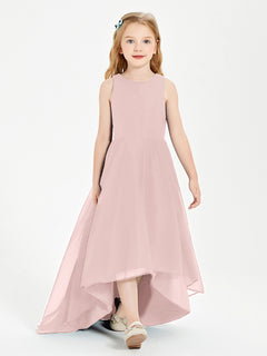 Asymmetrical Junior Bridesmaid Dresses with Scoop Neckline Dusty Rose