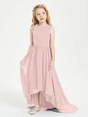 Asymmetrical Junior Bridesmaid Dresses with Scoop Neckline Dusty Rose