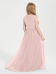 Asymmetrical Junior Bridesmaid Dresses with Scoop Neckline Dusty Rose