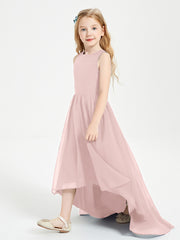 Asymmetrical Junior Bridesmaid Dresses with Scoop Neckline Dusty Rose
