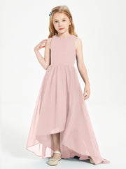 Asymmetrical Junior Bridesmaid Dresses with Scoop Neckline Dusty Rose