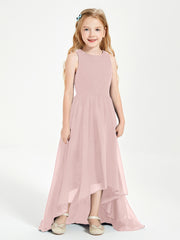Asymmetrical Junior Bridesmaid Dresses with Scoop Neckline Dusty Rose