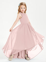Asymmetrical Junior Bridesmaid Dresses with Scoop Neckline Dusty Rose