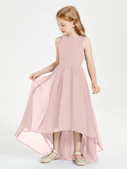 Asymmetrical Junior Bridesmaid Dresses with Scoop Neckline Dusty Rose