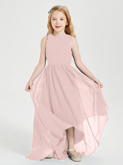 Asymmetrical Junior Bridesmaid Dresses with Scoop Neckline Dusty Rose