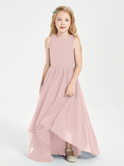 Asymmetrical Junior Bridesmaid Dresses with Scoop Neckline Dusty Rose