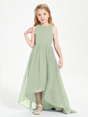Asymmetrical Junior Bridesmaid Dresses with Scoop Neckline Dusty Sage