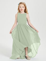 Asymmetrical Junior Bridesmaid Dresses with Scoop Neckline Dusty Sage
