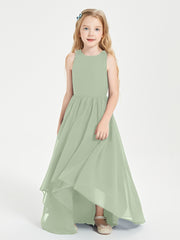 Asymmetrical Junior Bridesmaid Dresses with Scoop Neckline Dusty Sage