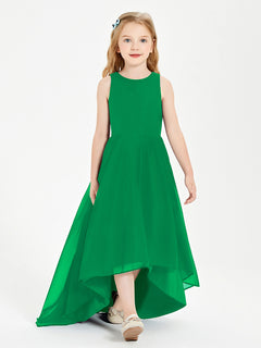 Asymmetrical Junior Bridesmaid Dresses with Scoop Neckline Emerald