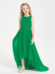 Asymmetrical Junior Bridesmaid Dresses with Scoop Neckline Emerald